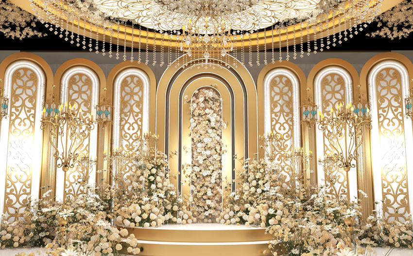 泸西香槟色调婚礼堂效果展示